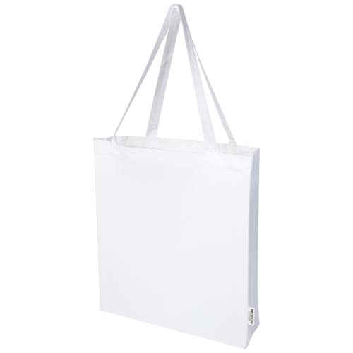 Madras 140 g/m² Baumwoll Tragetasche mit Seitenfalten aus GRS recycelter Baumwolle 12L