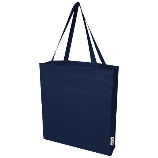 Madras 140 g/m² Baumwoll Tragetasche mit Seitenfalten aus GRS recycelter Baumwolle 12L