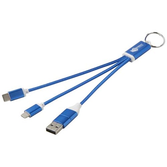 Metal 4-in-1 Ladekabel aus recyceltem Aluminium mit Schlüsselanhänger