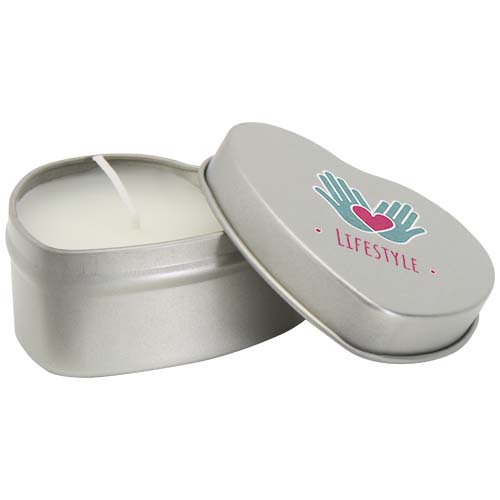 Blissful Herzförmige Zinnkerze mit Vanille Duft