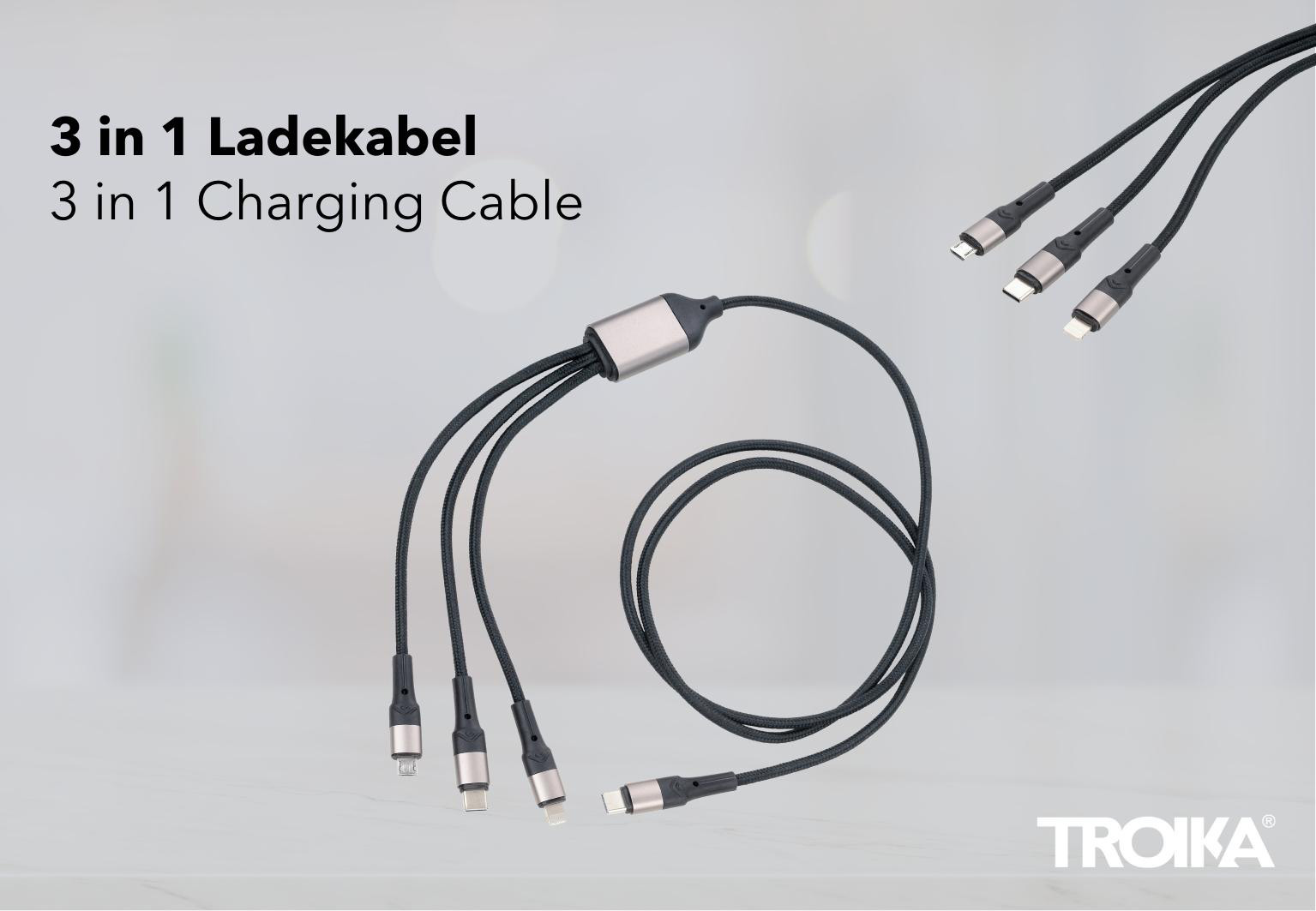 TROIKA Schnellladekabel TROIKA DREIZACK PRO