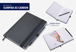 TROIKA Notizblock SLIMPAD A5 CARBON