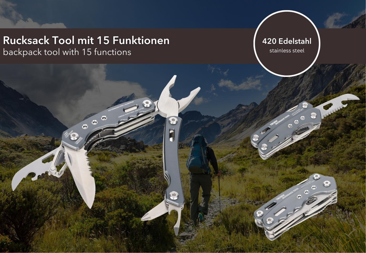 TROIKA Multifunktions-Werkzeug RUCKSACK TOOL