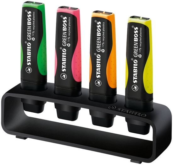 STABILO GREEN BOSS 4er Tisch-Set Leuchtmarkierer