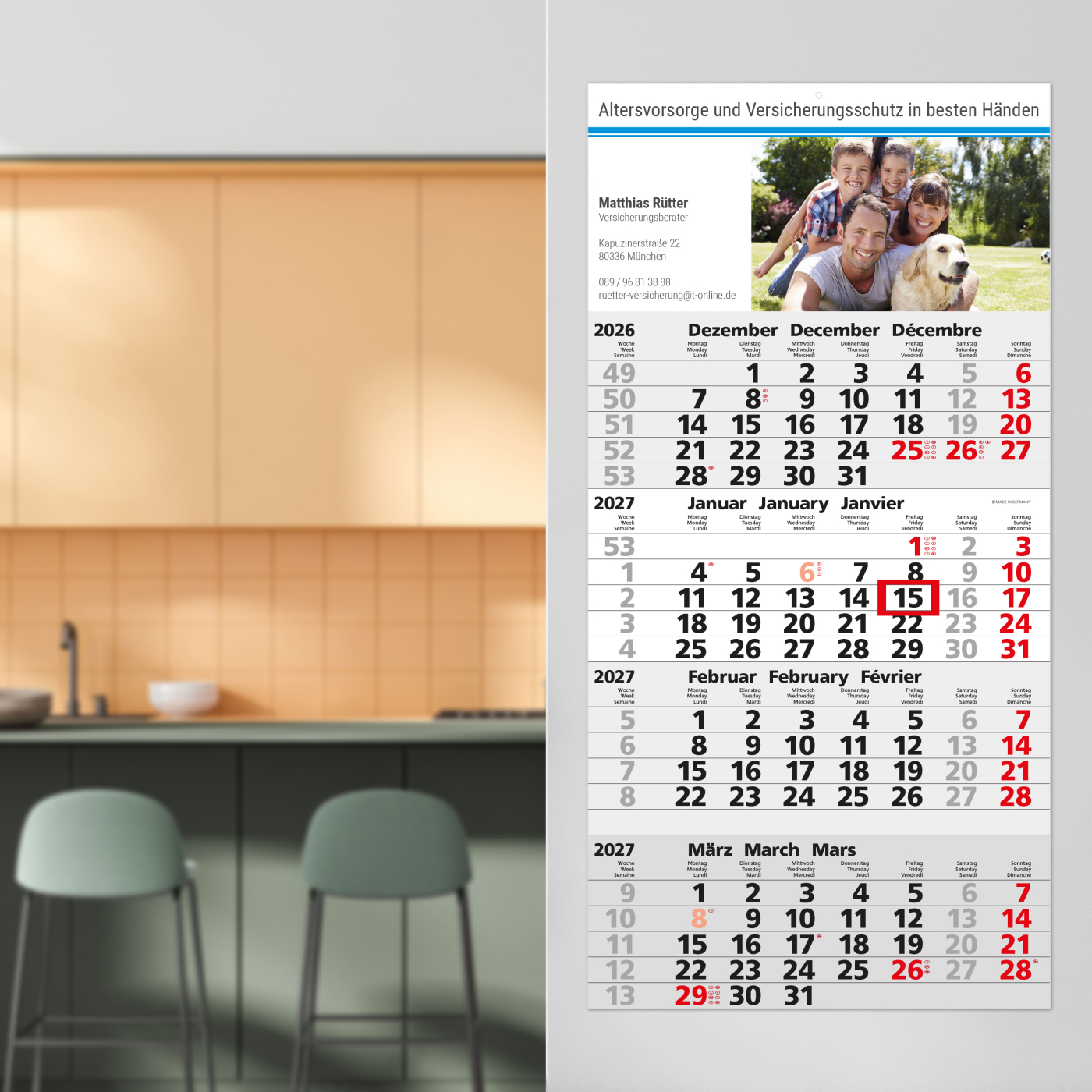 4-Monatskalender Einblatt Mega 4 Post A EXPRESS postoptimiert