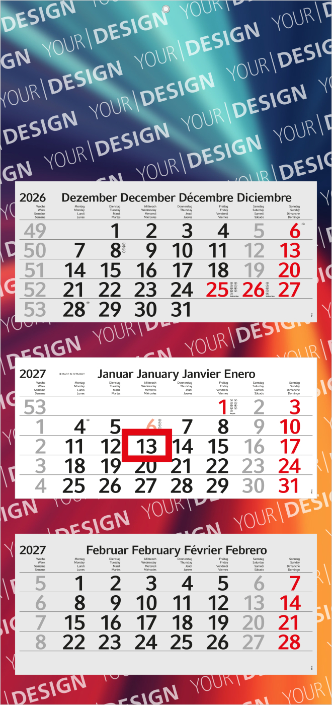 3-Monatskalender Mehrblock Profil 3 Schrift modern