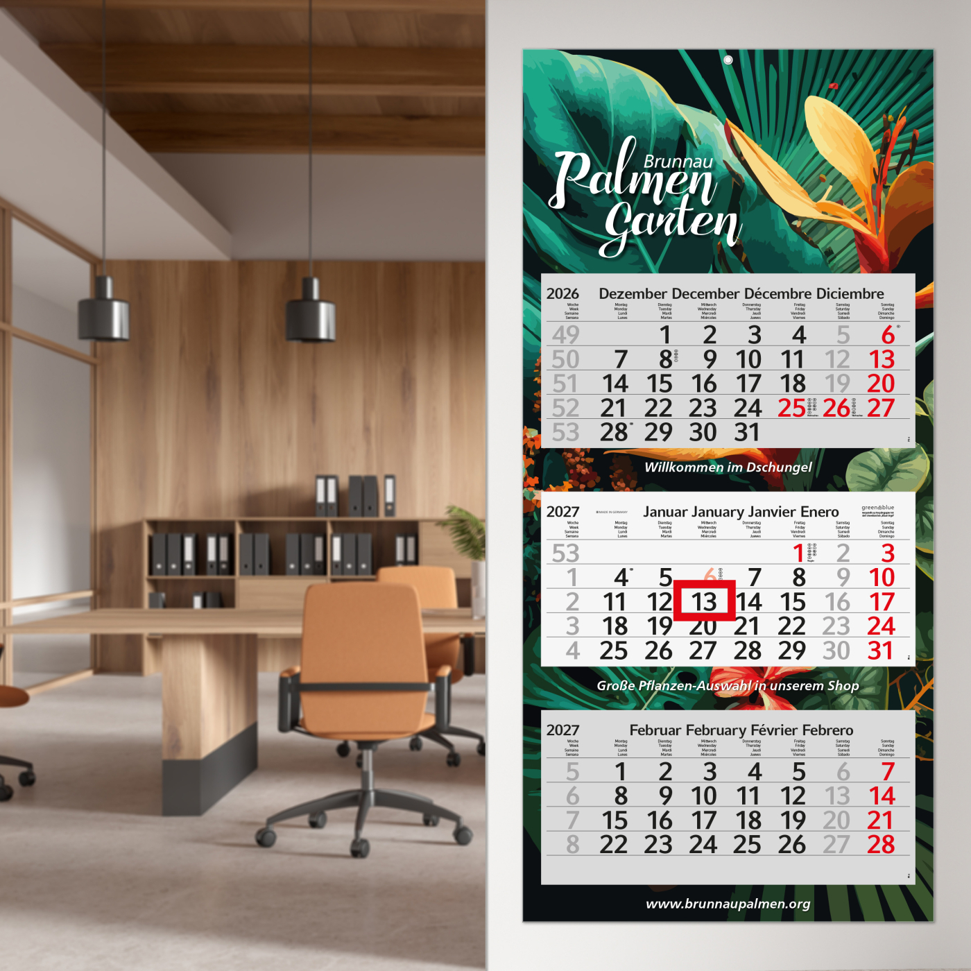 3-Monatskalender Mehrblock Profil 3 RECYCLING Schrift modern