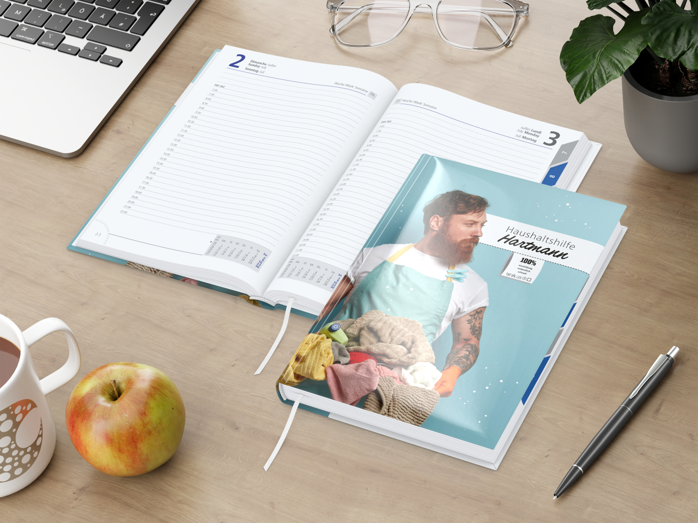 Tageskalender Manager Monatsregister Mo.–So. je 1 Seite Papier-Hardcover