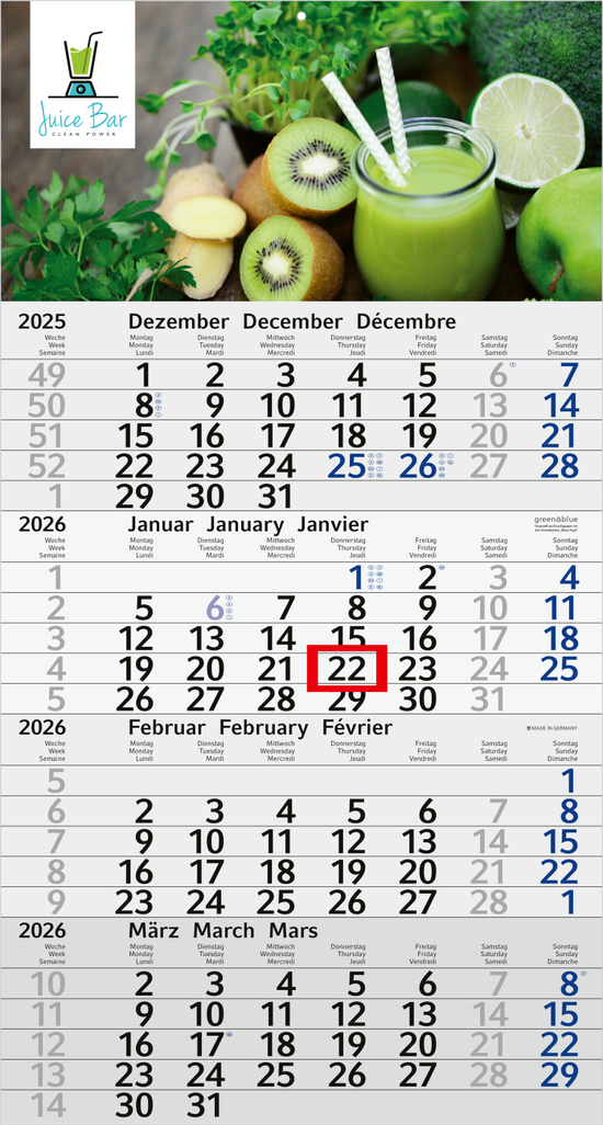 4-Monatskalender Budget 4 Recycling (Einblatt)