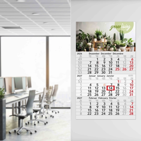 3-Monatskalender Einblatt Budget 3 RECYCLING Schrift modern