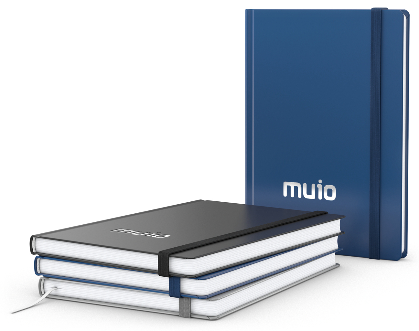 Notizbuch Hardcover Easy-Book Vollkaro Gummiband schmal A5, Silberprägung inkl.