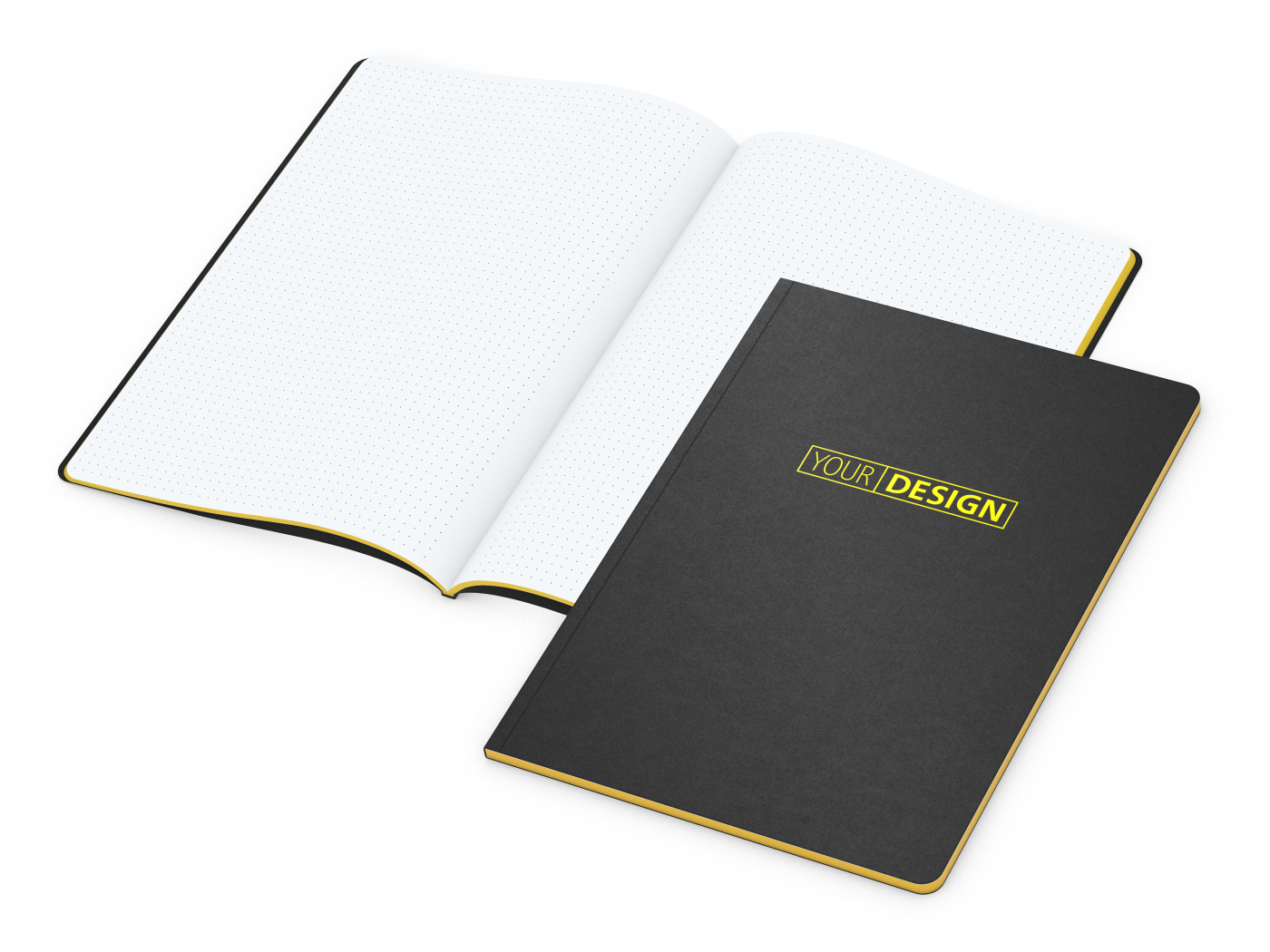 Notizbuch Tablet-Book Farbschnitt Naturkarton-Softcover schwarz