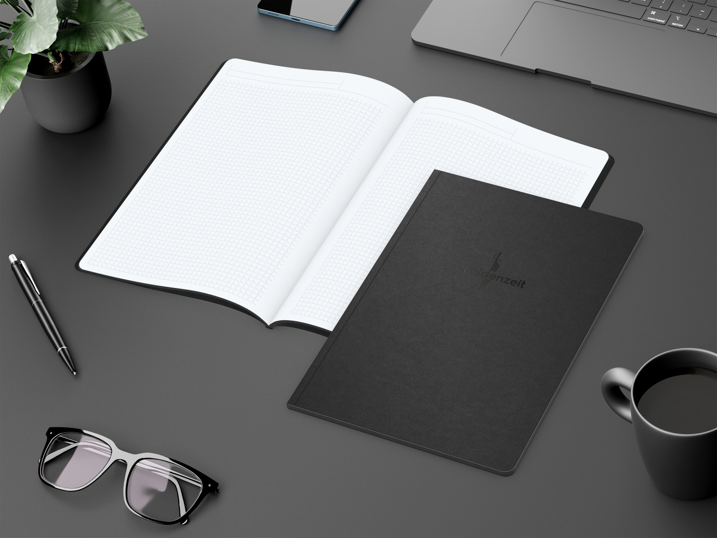 Notizbuch Tablet-Book Farbschnitt Naturkarton-Softcover schwarz