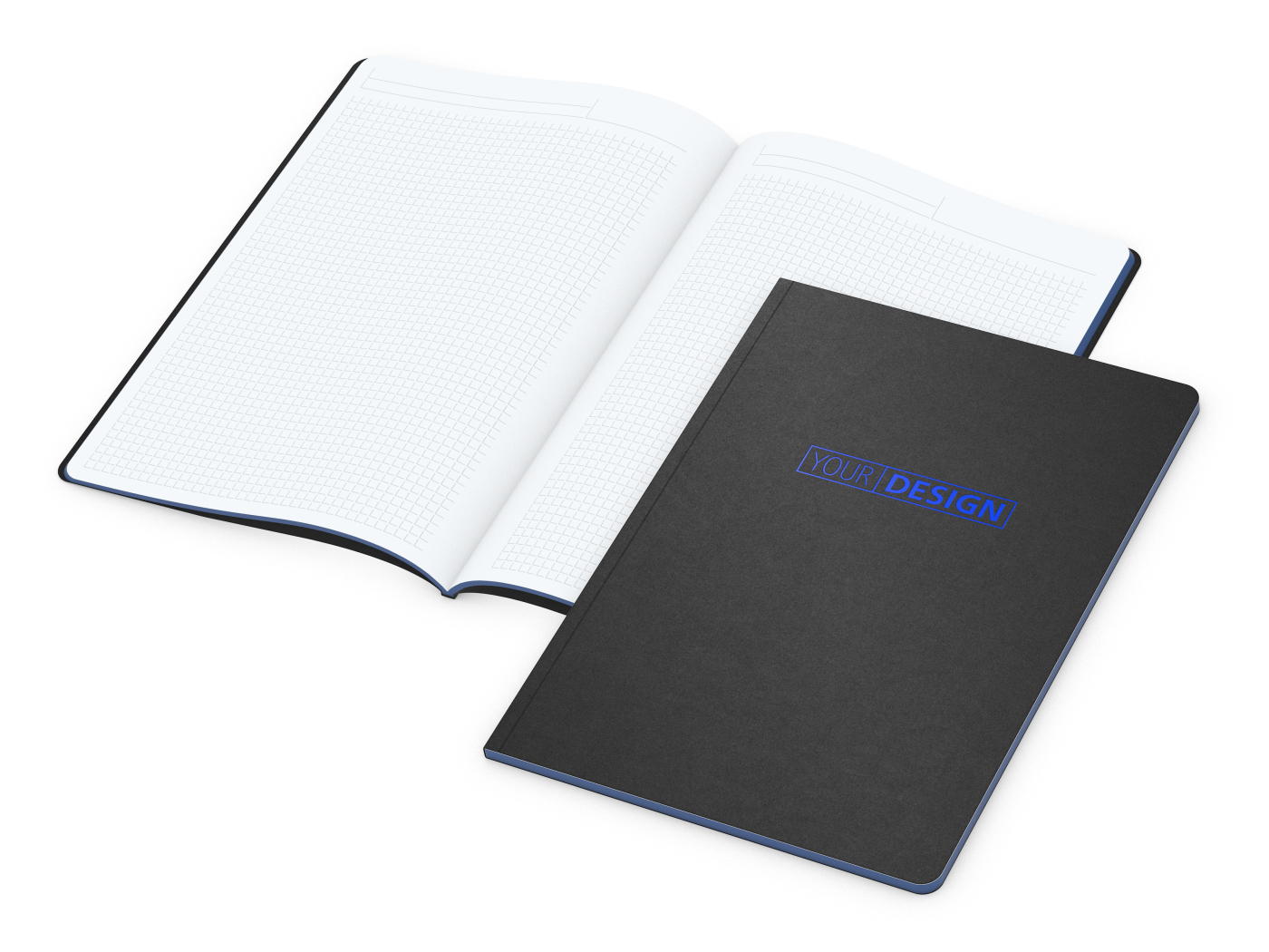 Notizbuch Tablet-Book Farbschnitt Naturkarton-Softcover schwarz