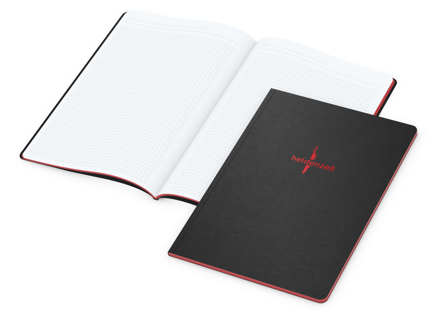 Notizbuch Tablet-Book Farbschnitt Naturkarton-Softcover schwarz