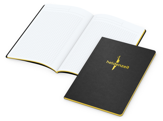 Notizbuch Tablet-Book Farbschnitt Naturkarton-Softcover schwarz