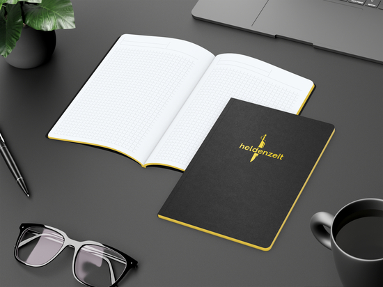 Notizbuch Tablet-Book Farbschnitt Naturkarton-Softcover schwarz