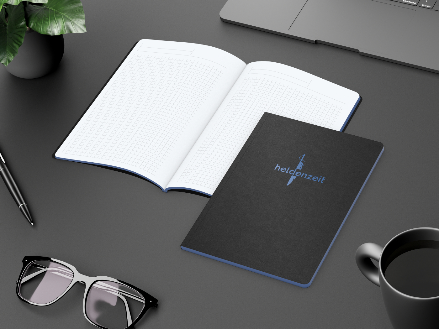 Notizbuch Tablet-Book Farbschnitt Naturkarton-Softcover schwarz