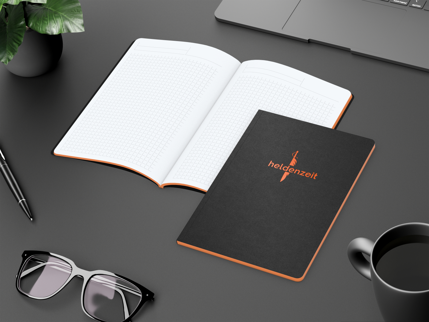 Notizbuch Tablet-Book Farbschnitt Naturkarton-Softcover schwarz
