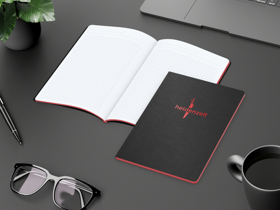 Notizbuch Tablet-Book Farbschnitt Naturkarton-Softcover schwarz