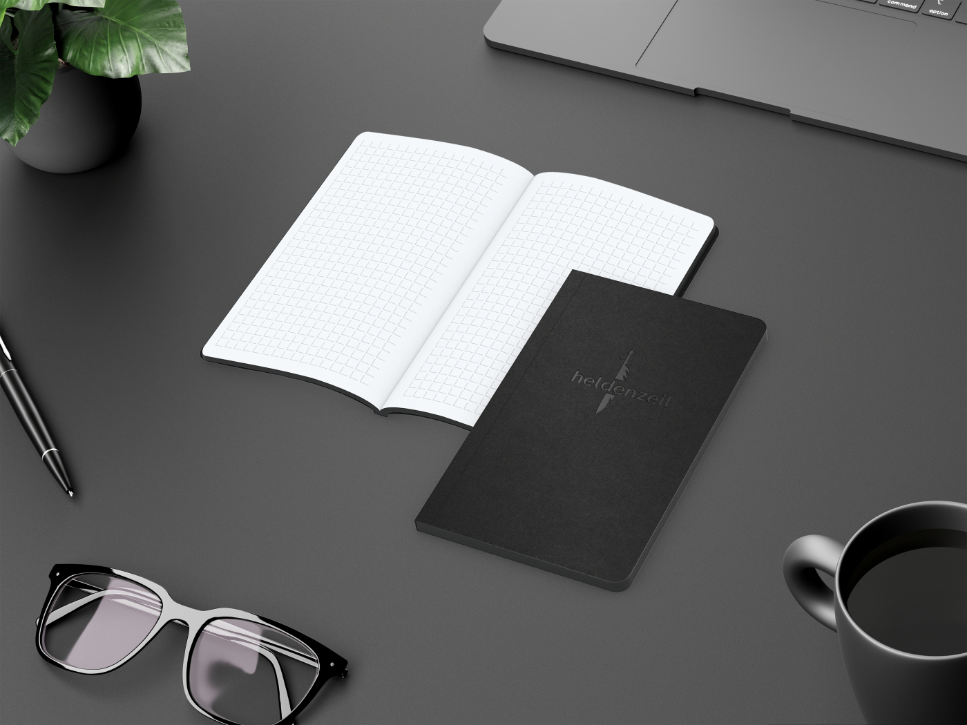 Notizbuch Tablet-Book Farbschnitt Naturkarton-Softcover schwarz