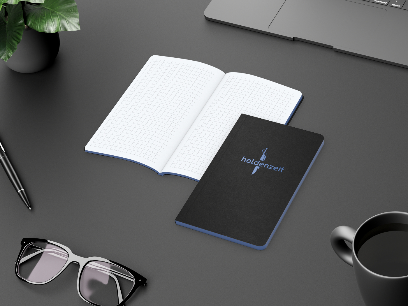 Notizbuch Tablet-Book Farbschnitt Naturkarton-Softcover schwarz