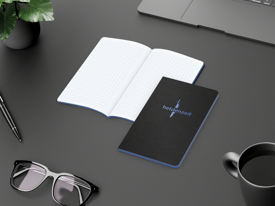Notizbuch Tablet-Book Farbschnitt Naturkarton-Softcover schwarz