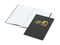 Notizbuch Tablet-Book Farbschnitt Naturkarton-Softcover schwarz, Papierformat/Lineatur DIN A4 / Winkelkaro, Farbschnitt/Logodruck mittelblau/4farbig
