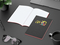 Notizbuch Tablet-Book Farbschnitt Naturkarton-Softcover schwarz, Papierformat/Lineatur DIN A5 / Winkelkaro, Farbschnitt/Logodruck rot/4farbig