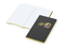 Notizbuch Tablet-Book Farbschnitt Naturkarton-Softcover schwarz, Papierformat/Lineatur 94 × 152 mm / Winkelkaro, Farbschnitt/Logodruck gelb/4farbig
