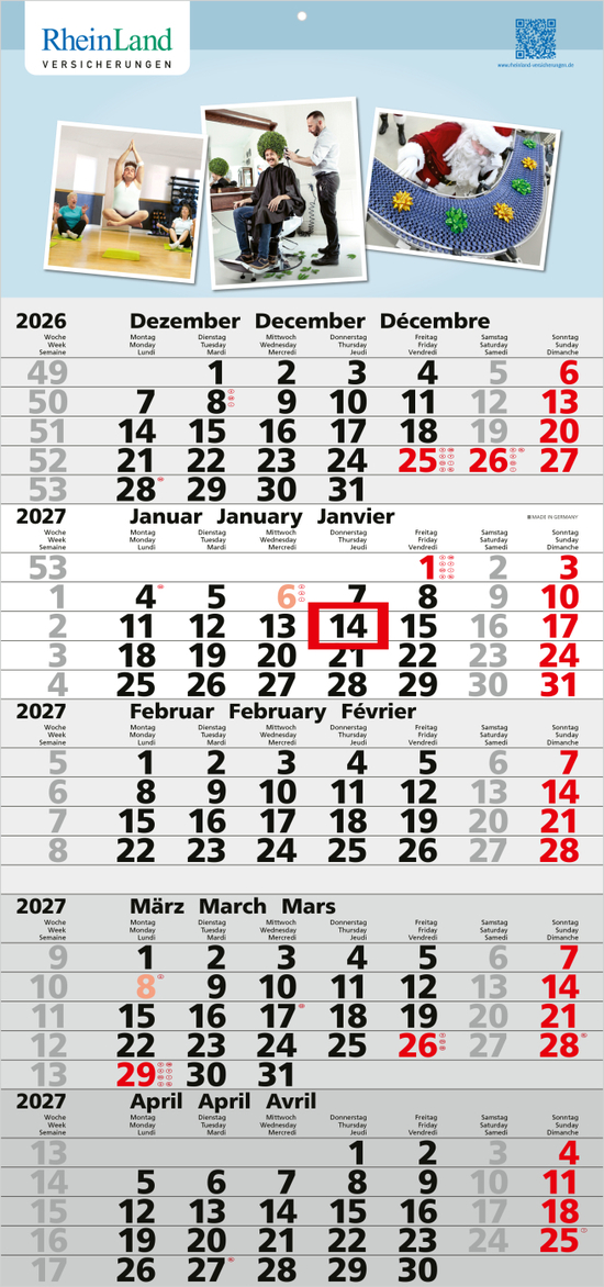 5-Monatskalender Einblatt Quintus 5 EXPRESS Monate gleich groß
