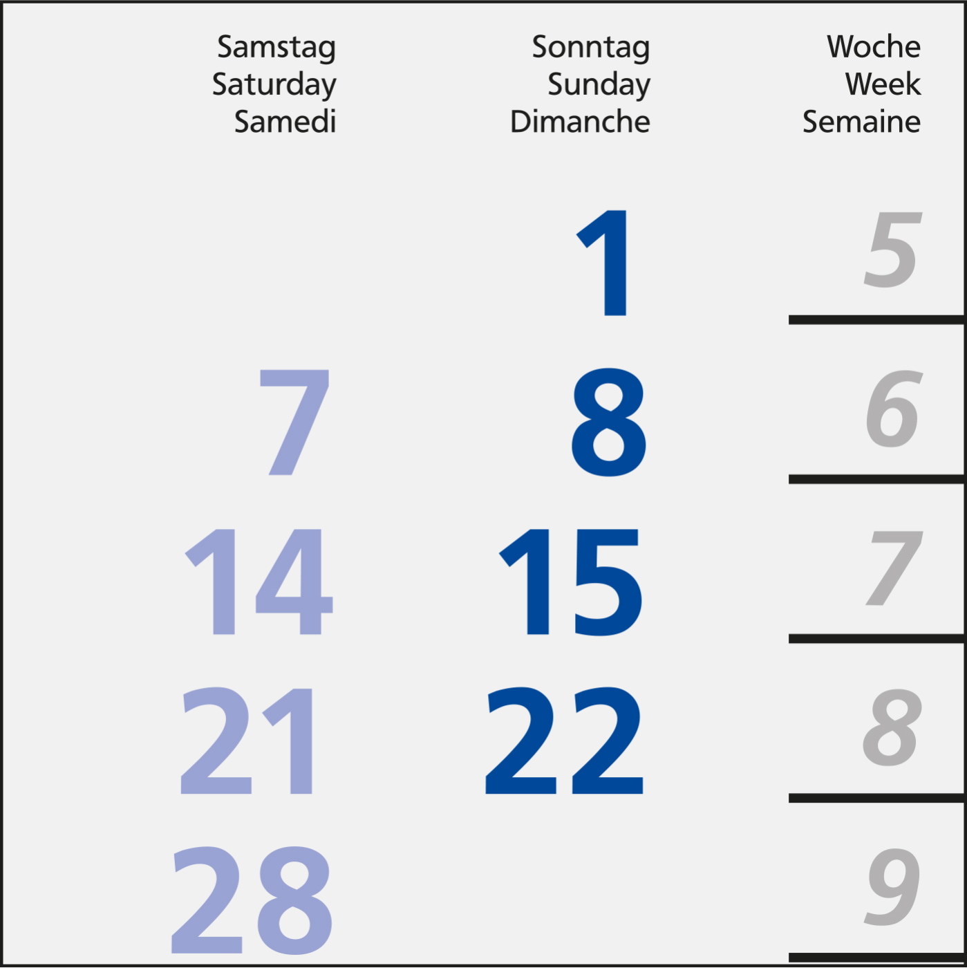 3-Monatskalender Einblatt Logic 3 Post A EXPRESS Design-Kalendarium