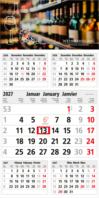 5-Monatskalender Einblatt Commerce 5 Post A EXPRESS postoptimiert