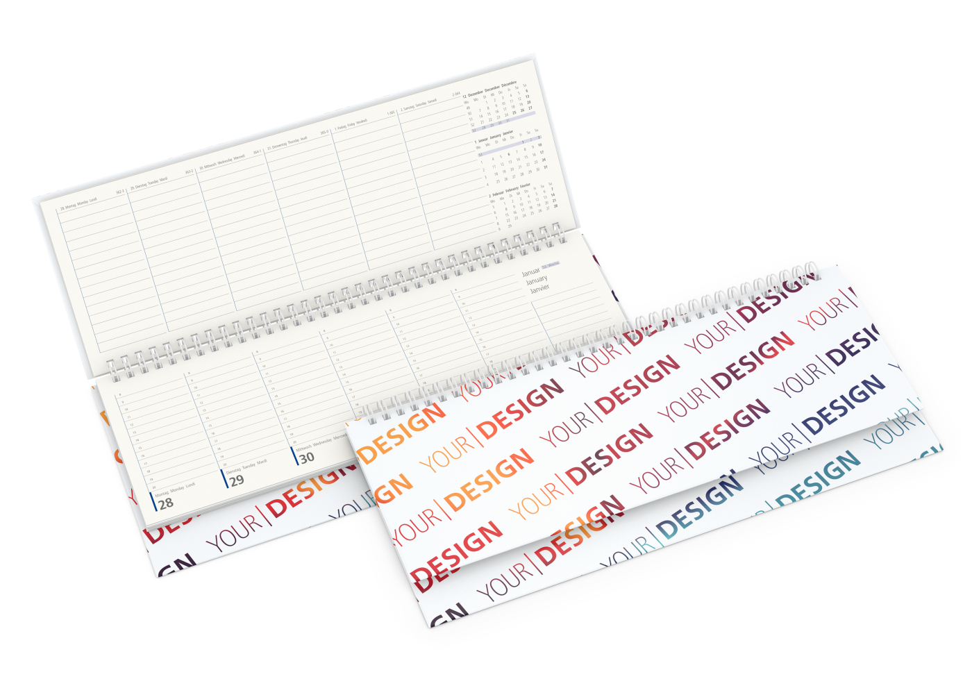 Tisch-Querkalender Compact RECYCLING 1 Woche = 2 Seiten 8–20 Uhr