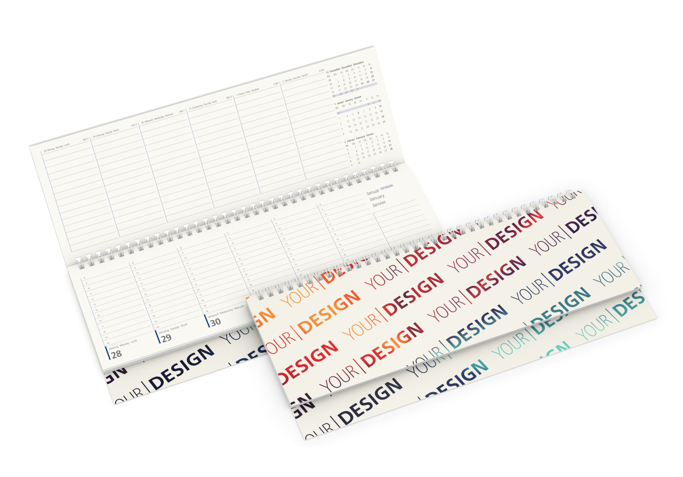 Tisch-Querkalender Compact RECYCLING 1 Woche = 2 Seiten 8–20 Uhr