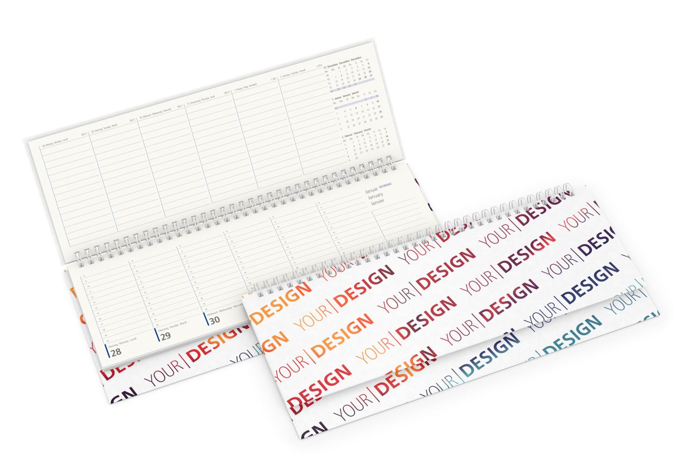 Tisch-Querkalender Compact RECYCLING 1 Woche = 2 Seiten 8–20 Uhr