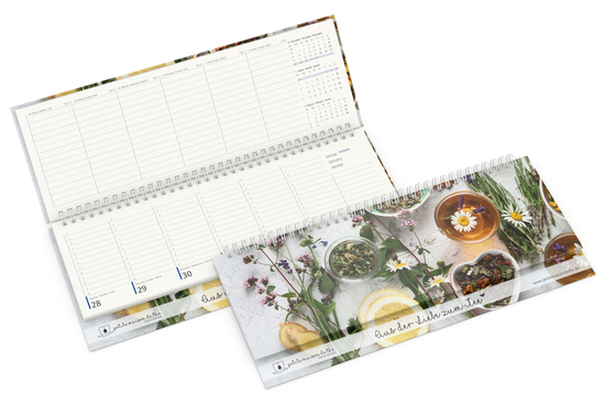 Tisch-Querkalender Compact RECYCLING 1 Woche = 2 Seiten 8–20 Uhr