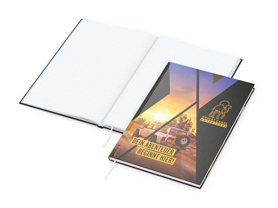 Notizbuch Note-Book Ecken spitz Hardcover individuell bedruckt