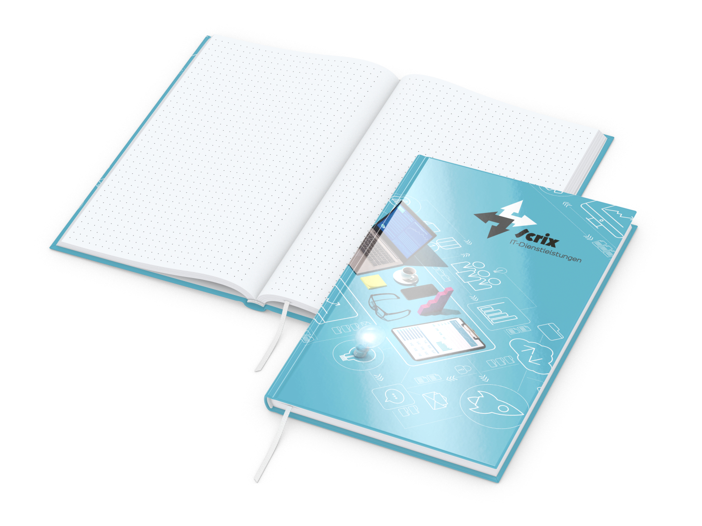 Notizbuch Note-Book Ecken spitz Hardcover individuell bedruckt