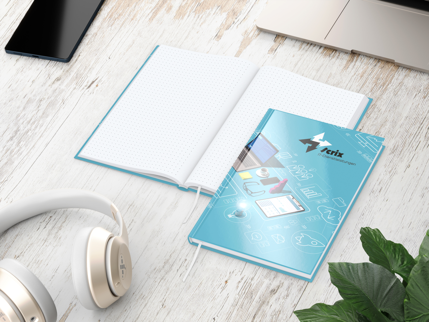 Notizbuch Note-Book Ecken spitz Hardcover individuell bedruckt