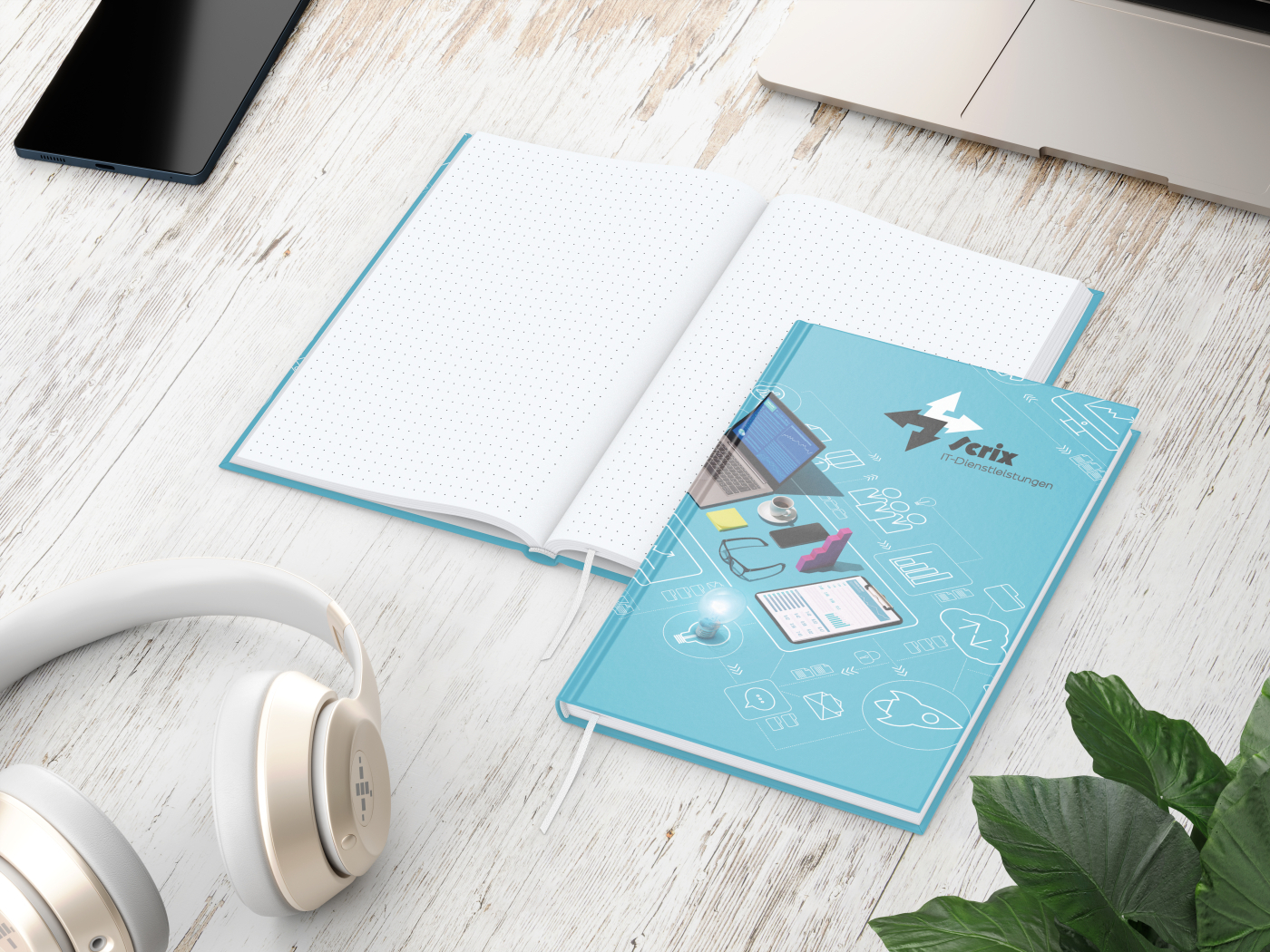 Notizbuch Note-Book Ecken spitz Hardcover individuell bedruckt