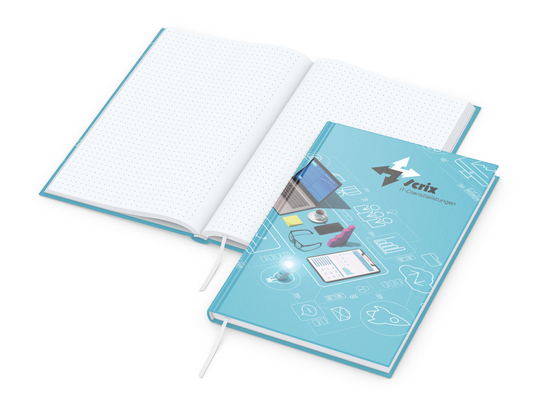 Notizbuch Note-Book Ecken spitz Hardcover individuell bedruckt