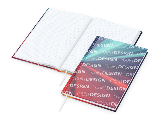 Notizbuch Note-Book Ecken spitz Hardcover individuell bedruckt