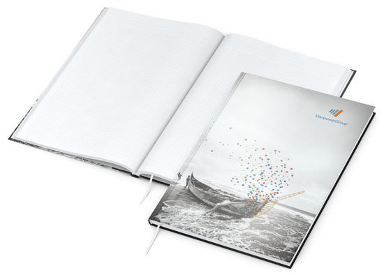 Notizbuch Note-Book Ecken spitz Hardcover individuell bedruckt