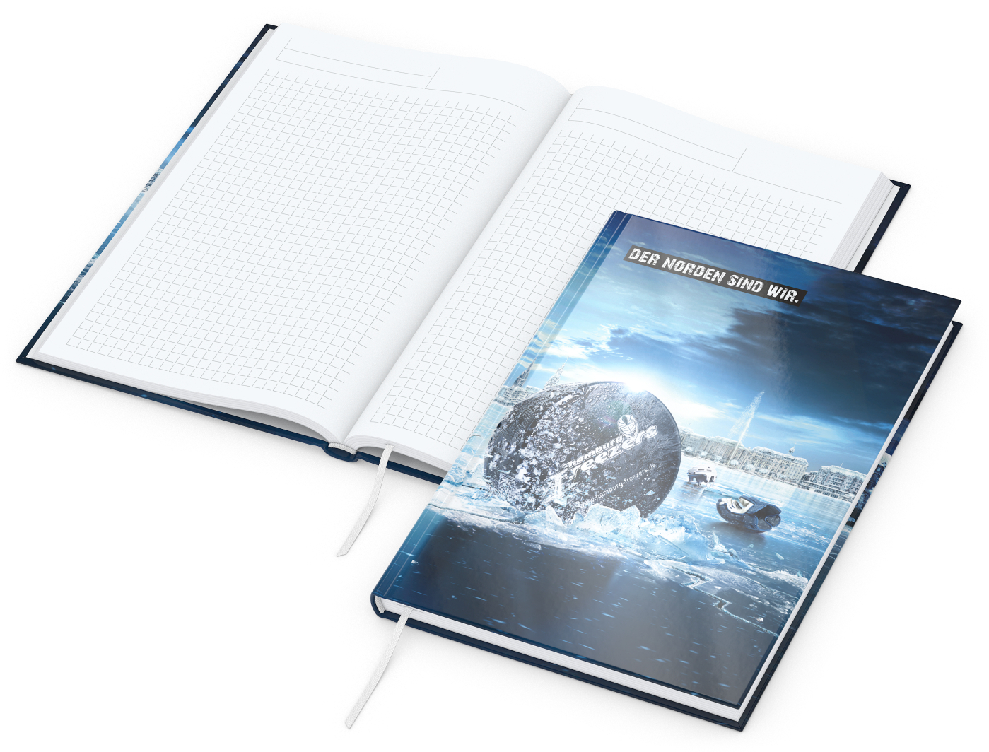 Notizbuch Note-Book Ecken spitz Hardcover individuell bedruckt