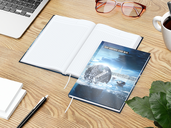Notizbuch Note-Book Ecken spitz Hardcover individuell bedruckt