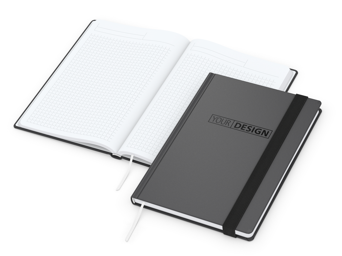 Notizbuch Hardcover Smart-Book Gummiband breit