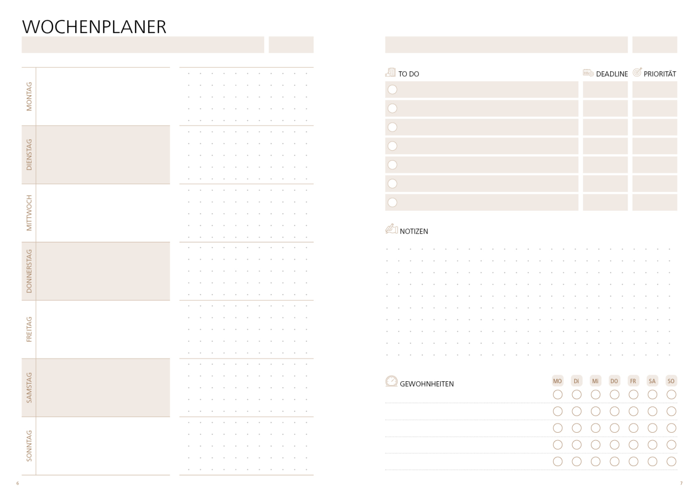 Notizbuch Hardcover orgaLine Mainbook Wochenplaner To-dos Prioritäten Ideen