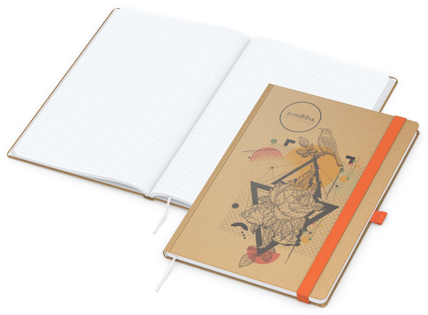 Notizbuch Match-Book Naturpapier-Hardcover individuell bedruckt