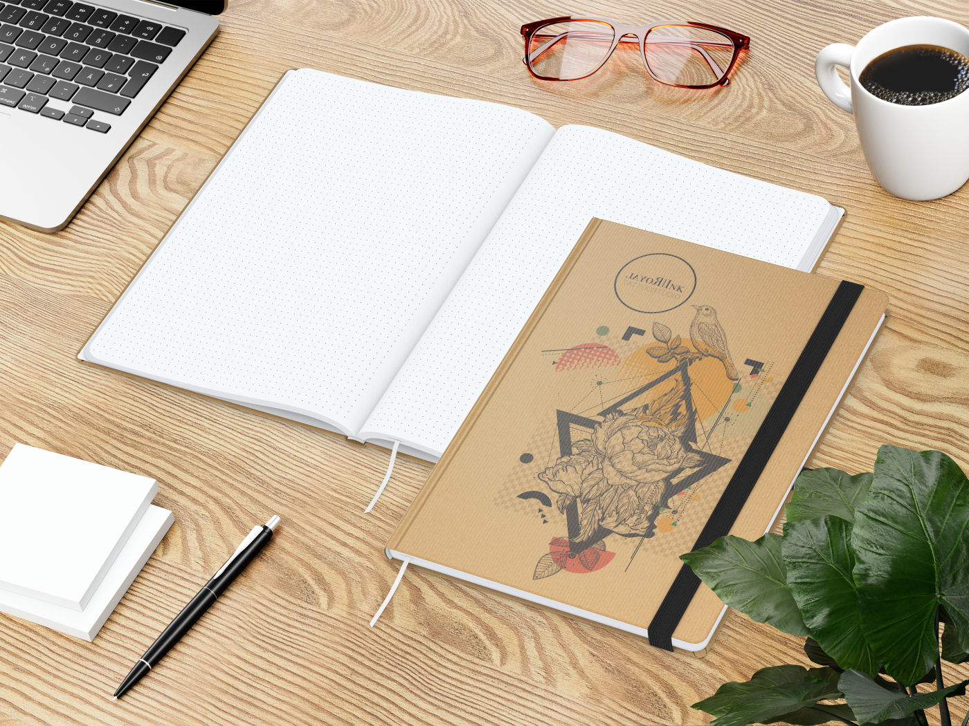 Notizbuch Match-Book Naturpapier-Hardcover individuell bedruckt